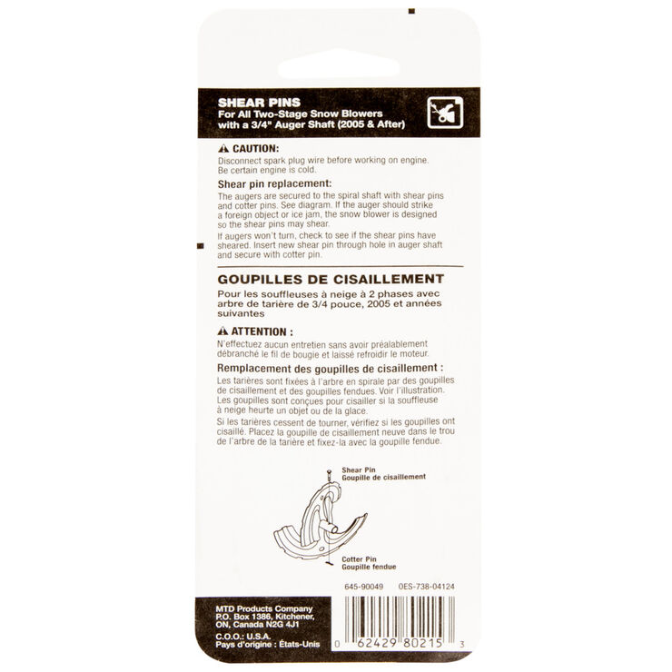 Shear Pin Kit, .25 x 1.5&quot;