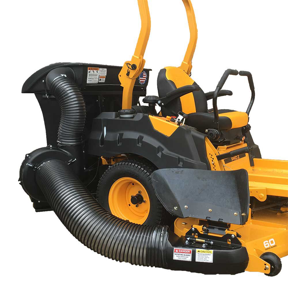 Pto driven grass catcher outlet