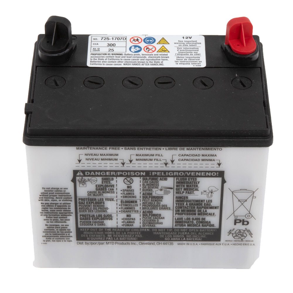 Dry Top Vented Battery Without Acid 300 CCA 925 1707D Troy Bilt Canada