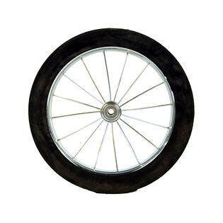 14" x 1.75" wire spoke wheel. 2-7/16" symmetric hub. 1/2" ball bearing. Ribbed tread.