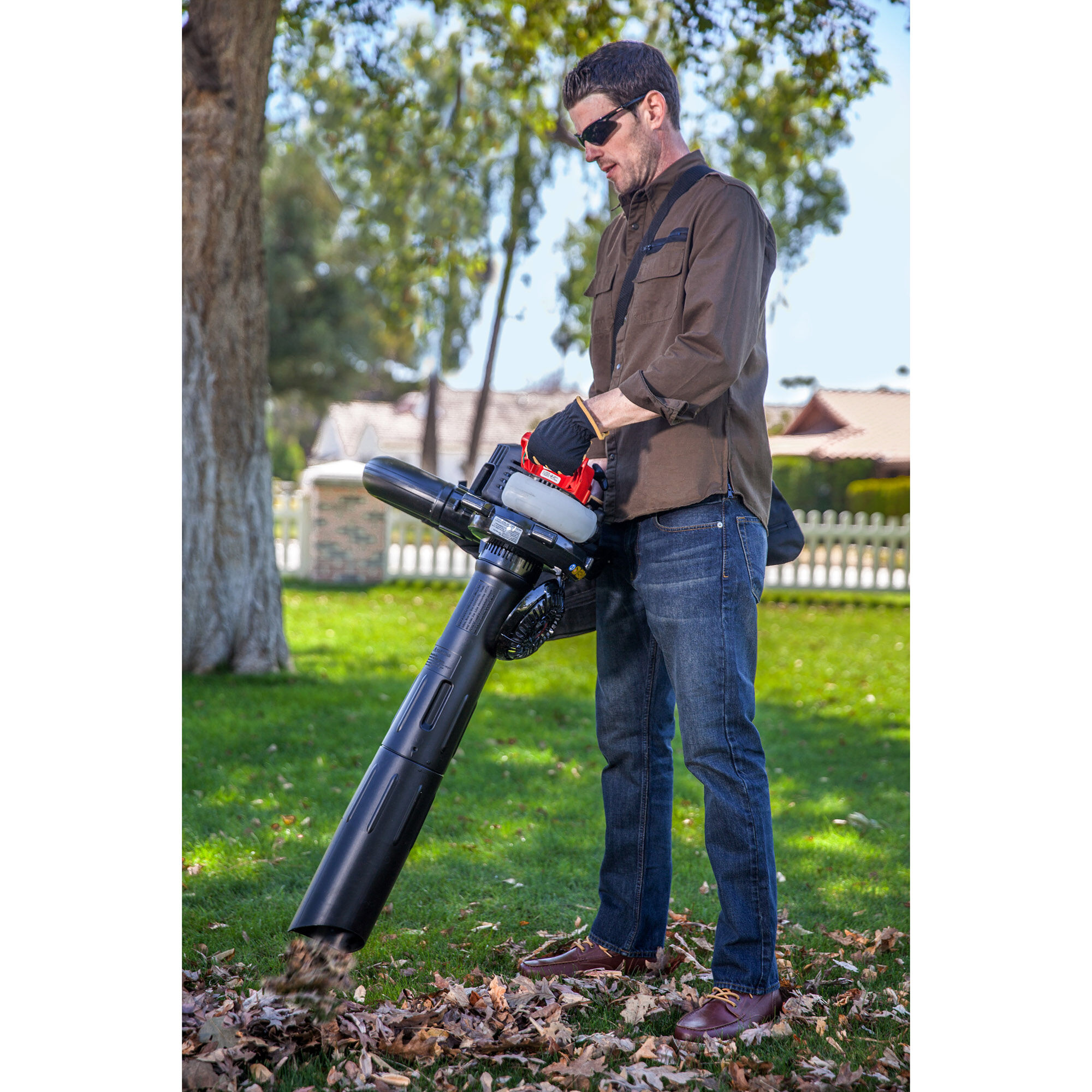 Blower and vacuum for outlet leaves