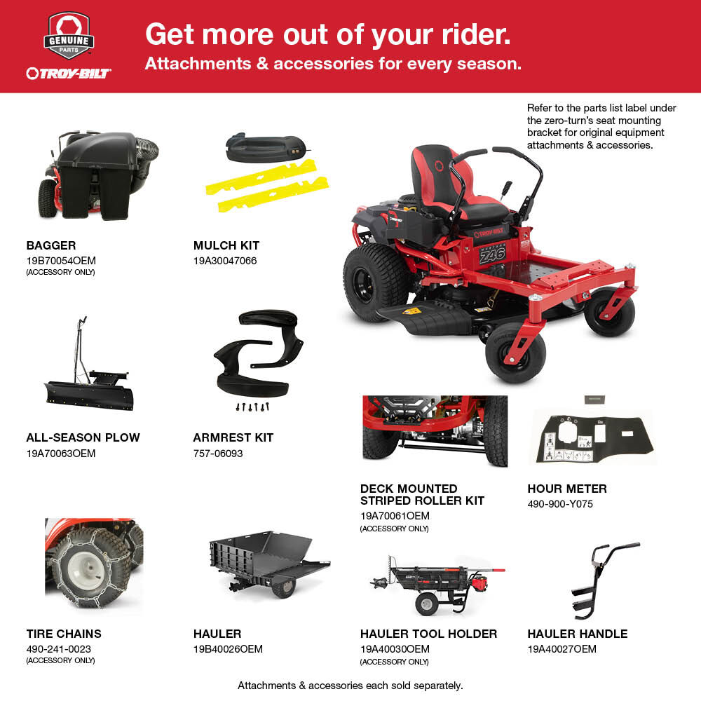 Troy bilt zero sale turn mower parts